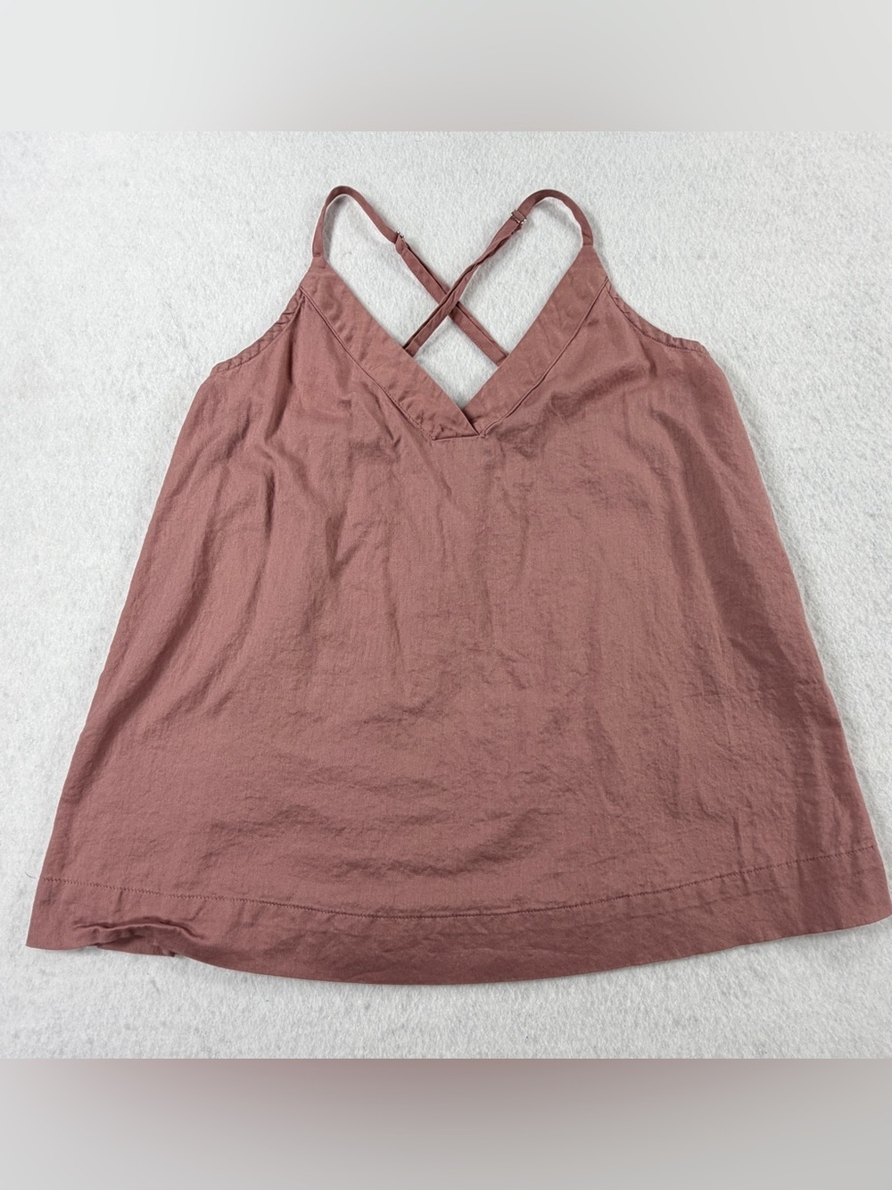 Athleta Cotton Dreams Sleep Cami Mauve V-Neck Strappy Pajama Top XS
